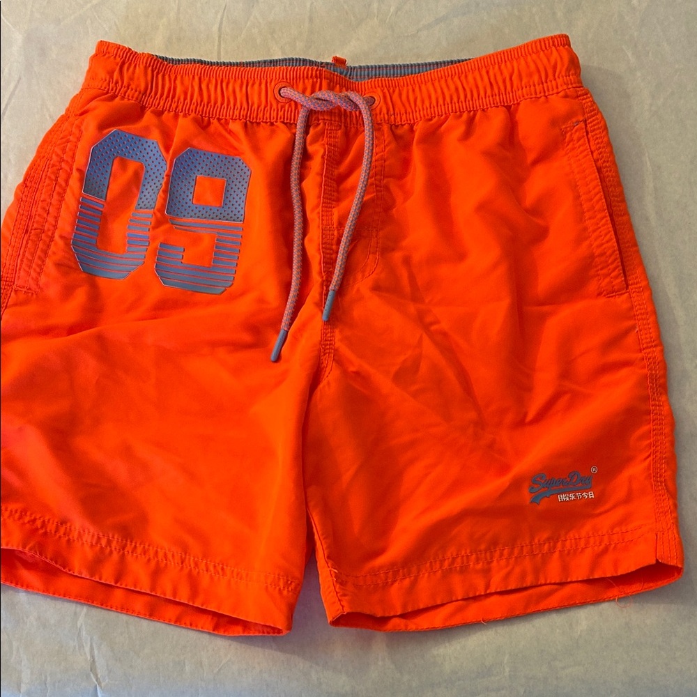 Superdry Orange Swim Trunks with Blue Details